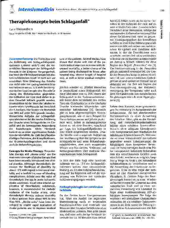 Vorschauseite 1: Therapiekonzepte bei Schlaganfall