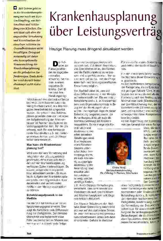 Vorschauseite 1: Krankenhausplanung über Leistungsverträge