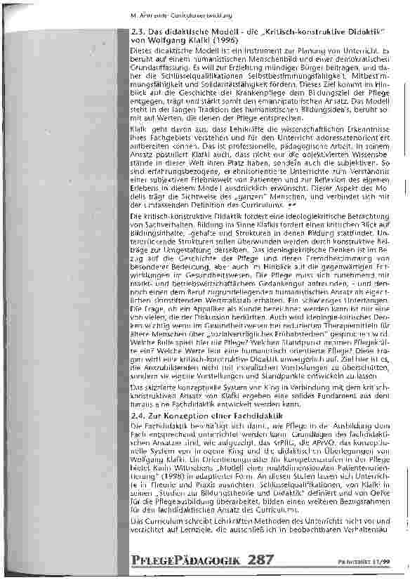 Vorschauseite 4: Curriculumentwicklung 3. Ludwigshafener Pflegekongress 1999