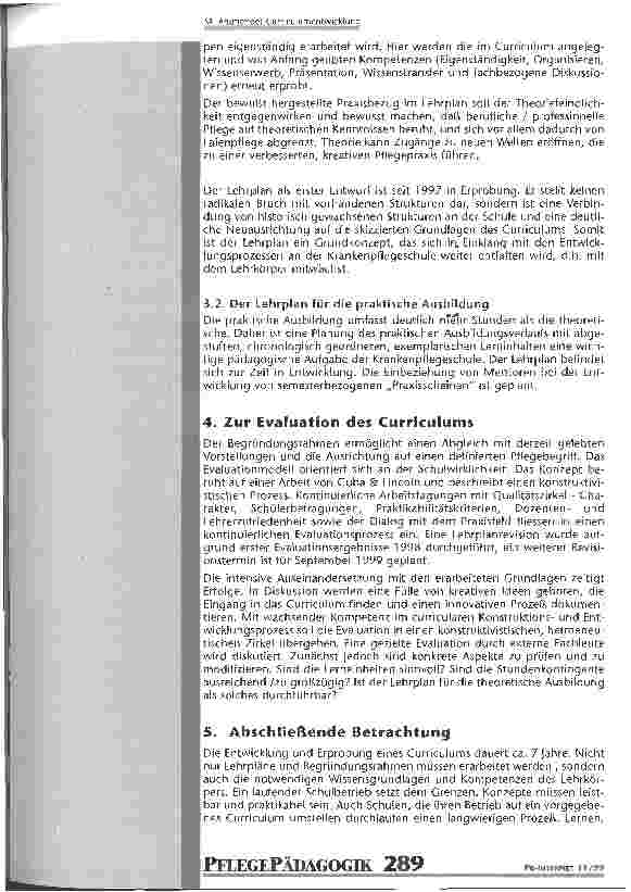 Vorschauseite 6: Curriculumentwicklung 3. Ludwigshafener Pflegekongress 1999
