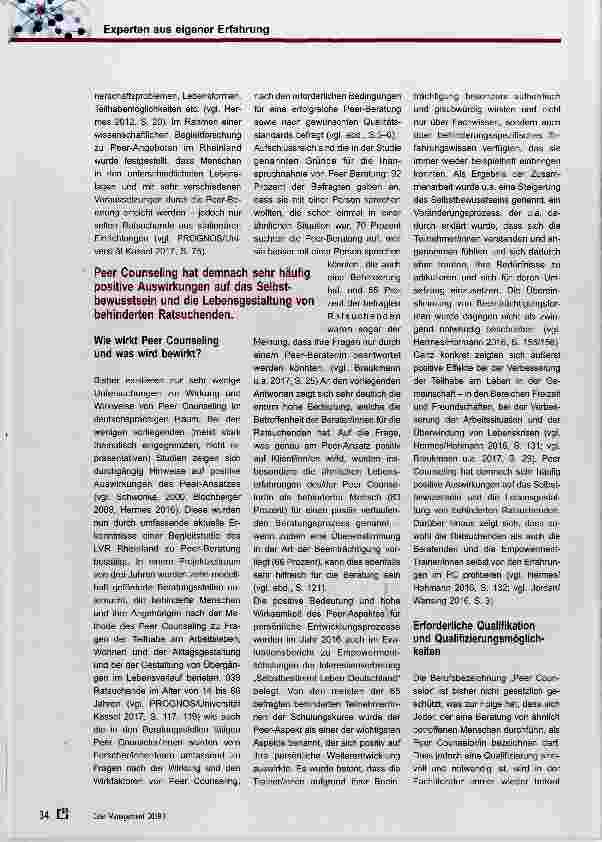 Vorschauseite 3: Experten aus eigener Erfahrung -Peer Counseling in Beratungsund Unterstützungskontexten