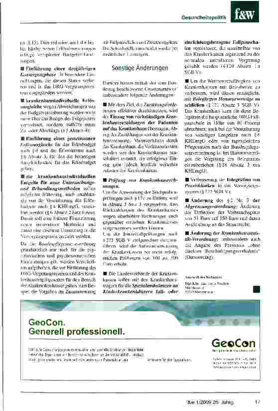 Vorschauseite 6: Bundestag beschließt Krankenhausfinanzierungs reformgesetz - KHRG
