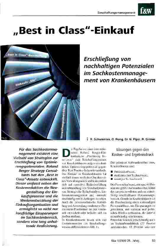 Vorschauseite 1: „Best in Class-EinkaufErschließung von nachhaltigen Potenzialen im Sachkostenmanagement von Krankenhäusern