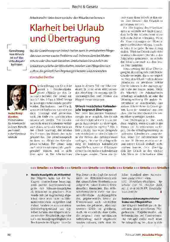 Vorschauseite 1: Klarheit bei Urlaub und Übertragung