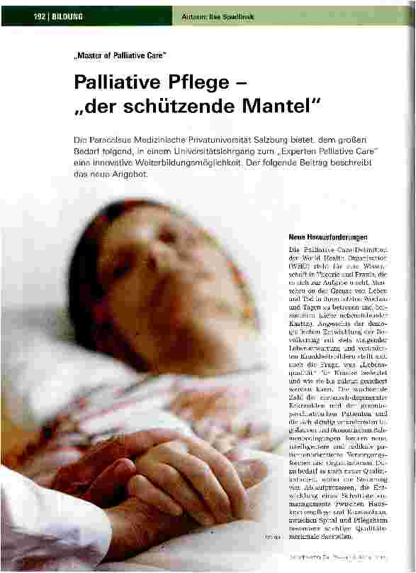 Vorschauseite 1: Palliative Pflege - der schützende Mantel
