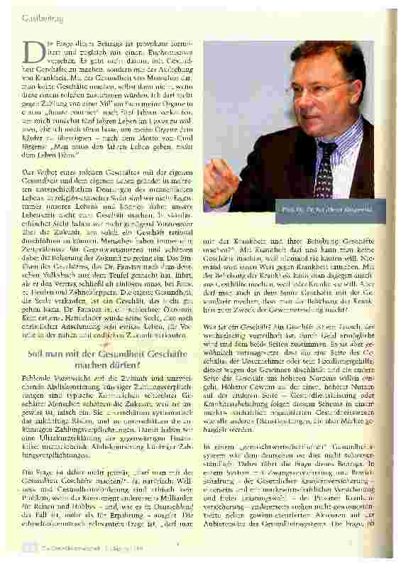 Vorschauseite 2: Darf man mit der Gesundheit Geschäfte machen?