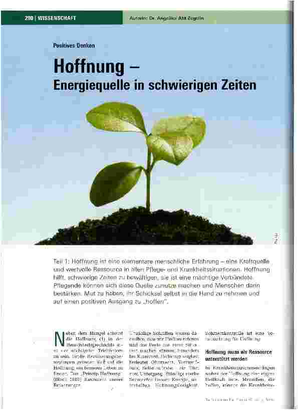Vorschauseite 1: Hoffnung - Energiequelle in schwierigen Zeiten