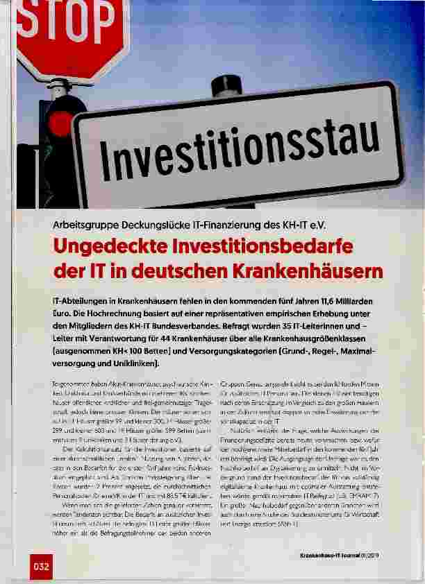 Vorschauseite 1: Ungedeckte Investitionsbedarfe der IT in deutschen Krankenhäusern