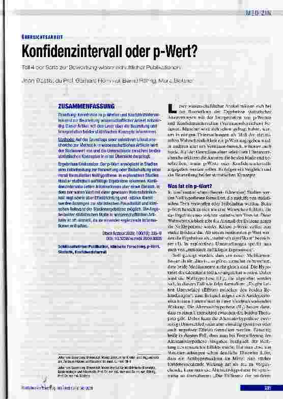 Vorschauseite 1: Konfidenzintervall oder p-Wert?