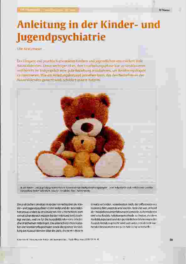 Vorschauseite 1: Anleitung in der Kinderund Jugendpsychiatrie