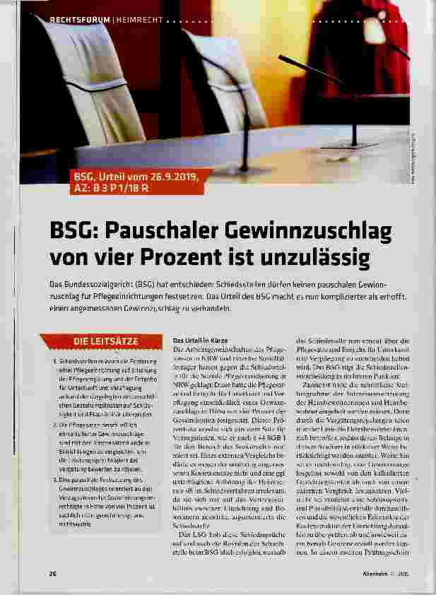 Vorschauseite 1: BSG: Pauschaler Gewinnzuschlag von vier Prozent ist unzulässig
