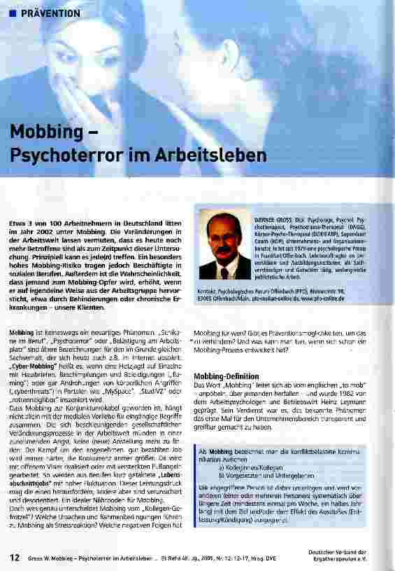 Vorschauseite 1: Mobbing - Psychoterror im Arbeitsleben