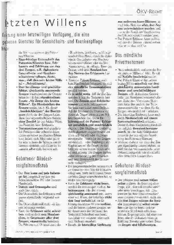 Vorschauseite 2: Testament: Erklärung des letzten Willens