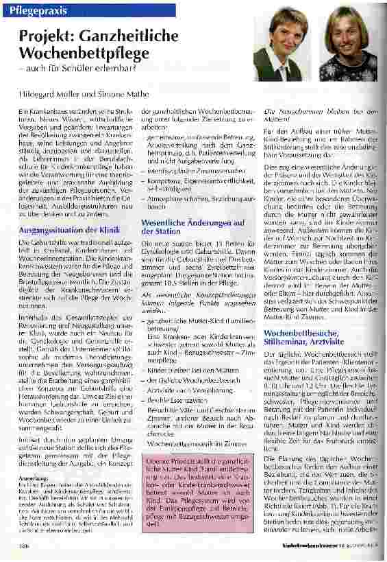 Vorschauseite 1: Projekt: Ganzheitliche Wochenbettpflege - auch für Schüler erlernbar?
