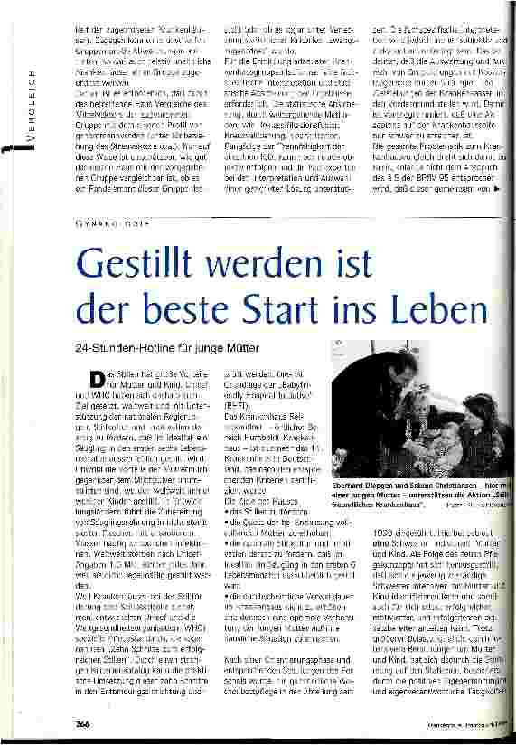 Vorschauseite 1: Gestillt werden ist der beste Start ins Leben 24-Stunden-Hotline für junge Mütter