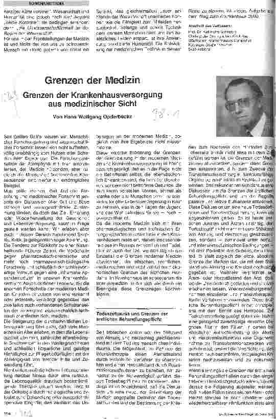 Vorschauseite 1: Auf dem Weg zum Krankenhaus 2000 Grenzen der Krankenhausversorgung aus medizinischer Sicht