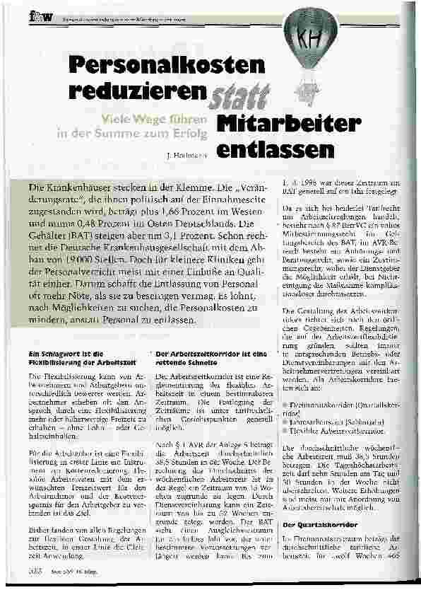 Vorschauseite 1: Personalkosten reduzieren statt Mitarbeiter entlassen