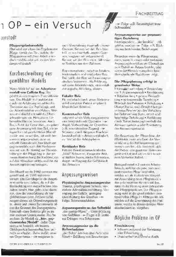 Vorschauseite 2: Anwendung eines Pflegemodells im OP - ein Versuch