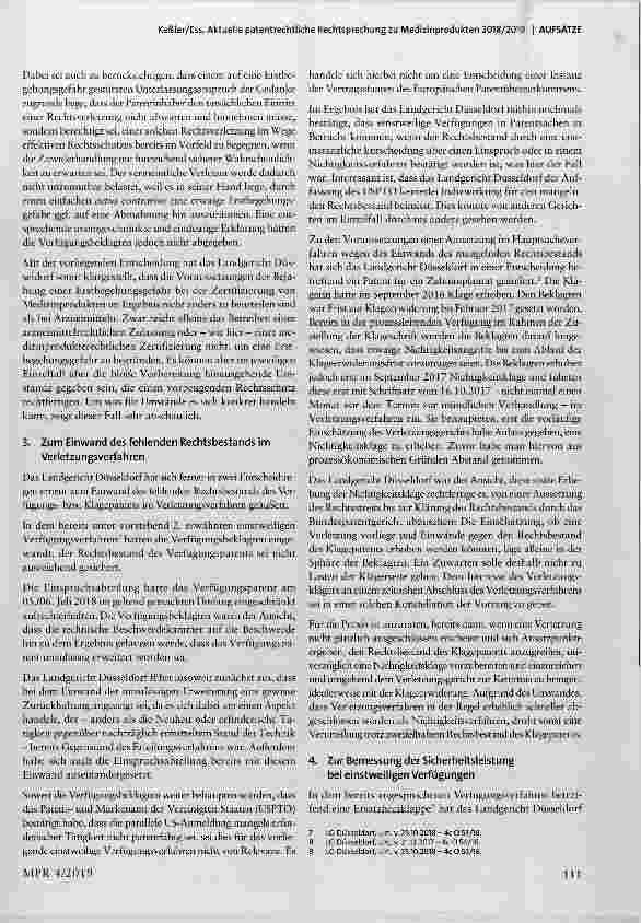 Vorschauseite 3: Aktuelle patentrechtliche Rechtsprechung zu Medizinprodukten 2018/2019