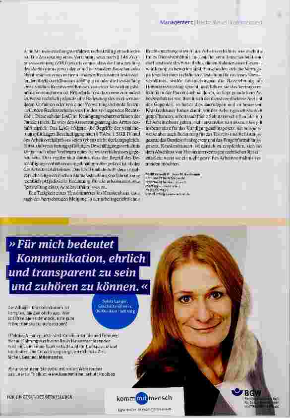 Vorschauseite 4: Honorararzt ist nicht zwingend Arbeitnehmer