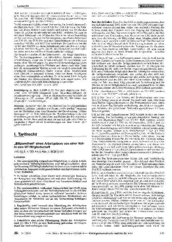 Vorschauseite 1: „Blitzwechsel eines Arbeitgebers von einer Voll-in eine OT-Mitgliedschaft