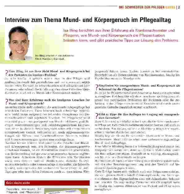 Vorschauseite 1: Interview zum Thema Mundund Körpergeruch im Pflegealltag