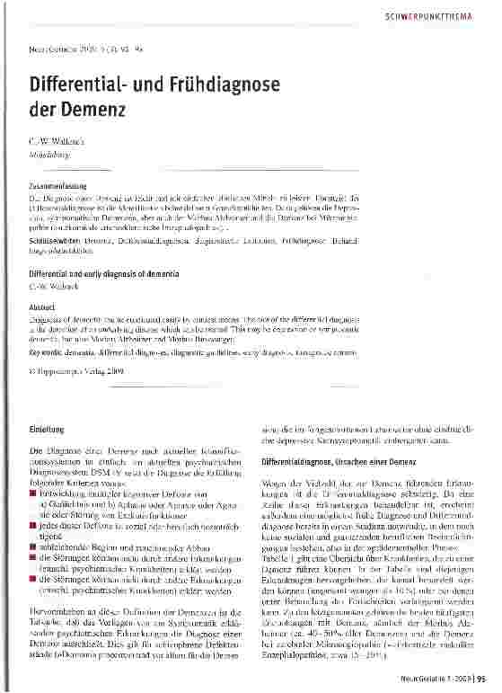 Vorschauseite 1: Differentialund Frühdiagnose der Demenz