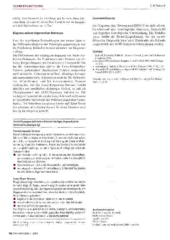 Vorschauseite 4: Differentialund Frühdiagnose der Demenz