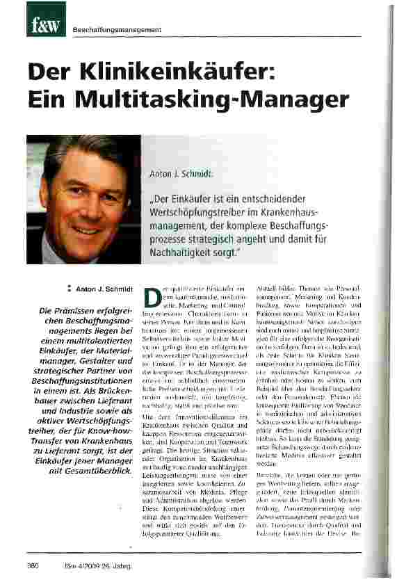 Vorschauseite 1: Der Klinikeinkäufer:Ein Multitasking-Manager