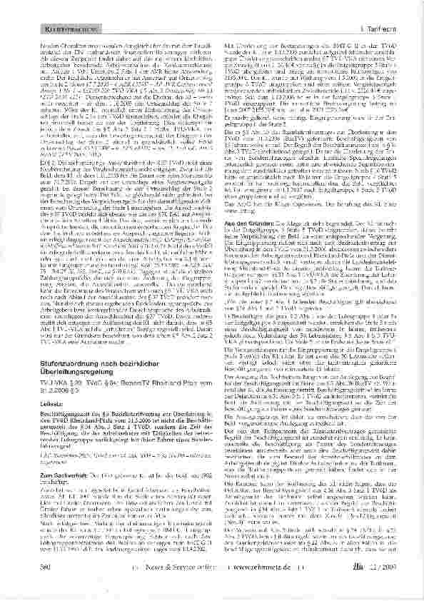 Vorschauseite 1: Stufenzuordnung nach bezirklicher Überleitungsregelung