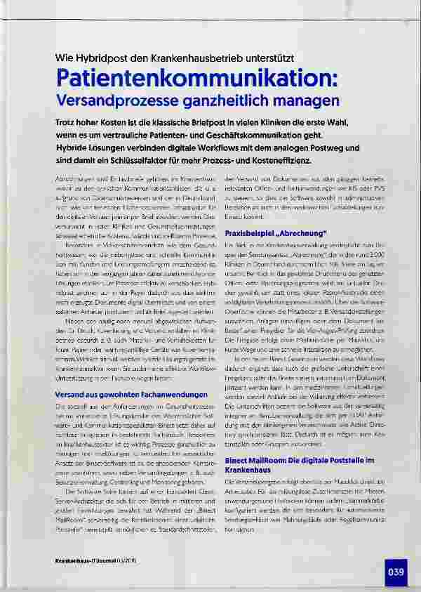 Vorschauseite 1: Patientenkommunikation: Versandprozesse ganzheitlich managen