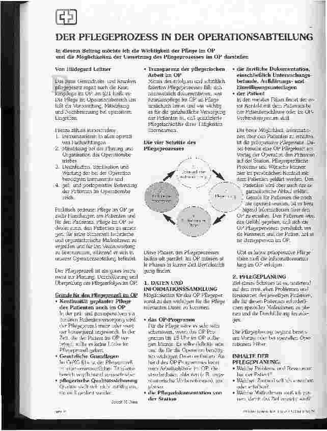 Vorschauseite 1: Der Pflegeprozess in der Operationsabteilung