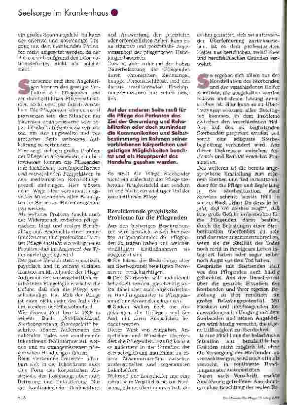 Vorschauseite 3: Die Problematik der Sterbebegleitung im Alltag der Pflegenden Es bedarf auch professioneller Hilfe für die Pflegenden