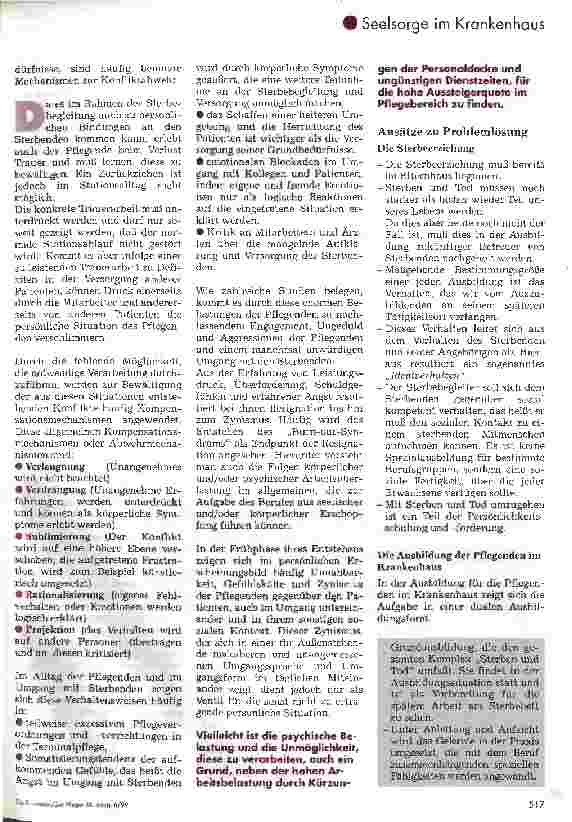 Vorschauseite 4: Die Problematik der Sterbebegleitung im Alltag der Pflegenden Es bedarf auch professioneller Hilfe für die Pflegenden