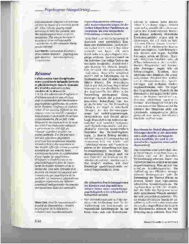 Vorschauseite 2: Die interdisziplinäre Zusammenarbeit von Kinder-und Jugendpsychiatrie und Physiotherapie am Beispiel psychogener Gangund Bewegungsstörungen