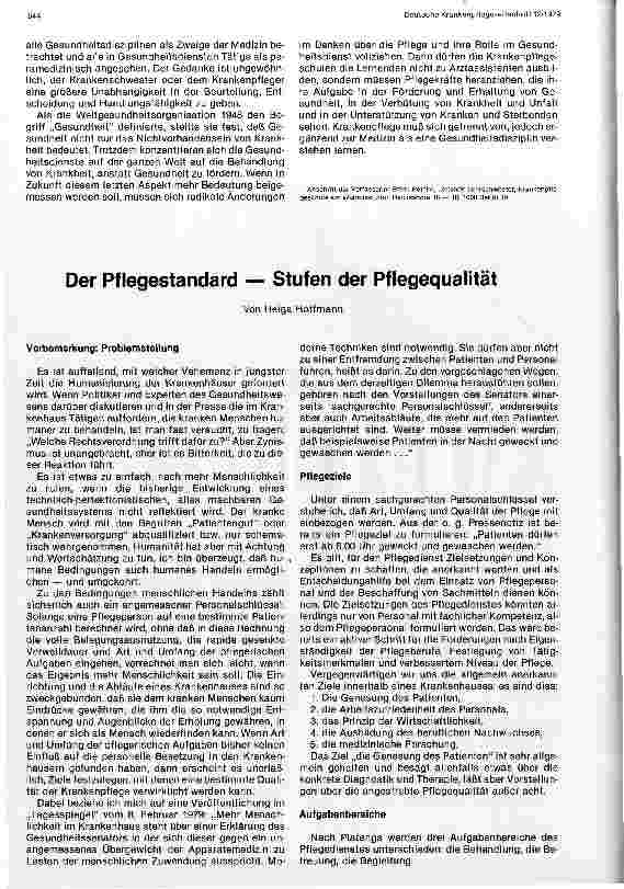 Vorschauseite 1: Der Pflegestandard - Stufen der Pflegequalität