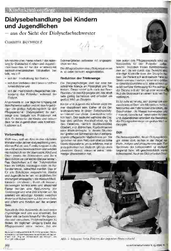 Vorschauseite 1: Dialysebehandlung bei Kindern und Jugendlichen - aus der Sicht der Dialysefachschwester