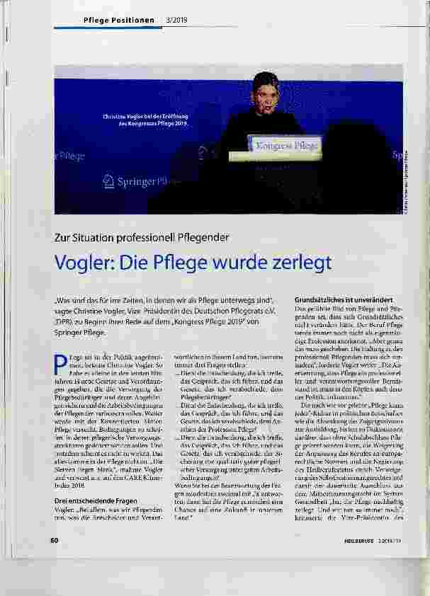 Vorschauseite 1: Vogler: Die Pflege wurde zerlegt
