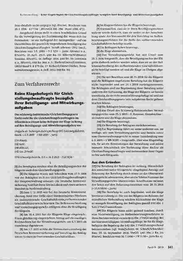 Vorschauseite 4: Zustimmungsverweigerung bei unterbliebener Beteiligung der Gleichstellungsbeauftragten
