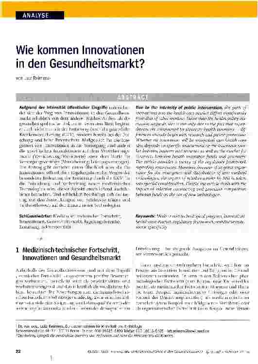 Vorschauseite 1: Wie kommen Innovationen in den Gesundheitsmarkt?
