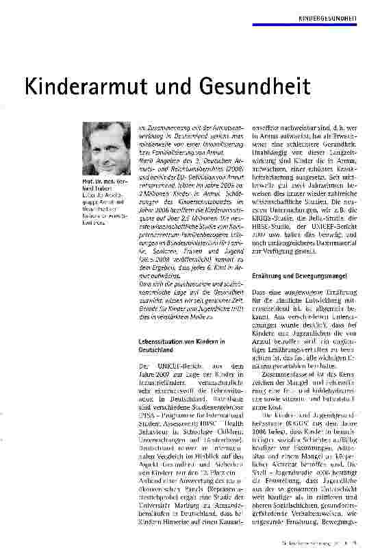 Vorschauseite 1: Kinderarmut und Gesundheit