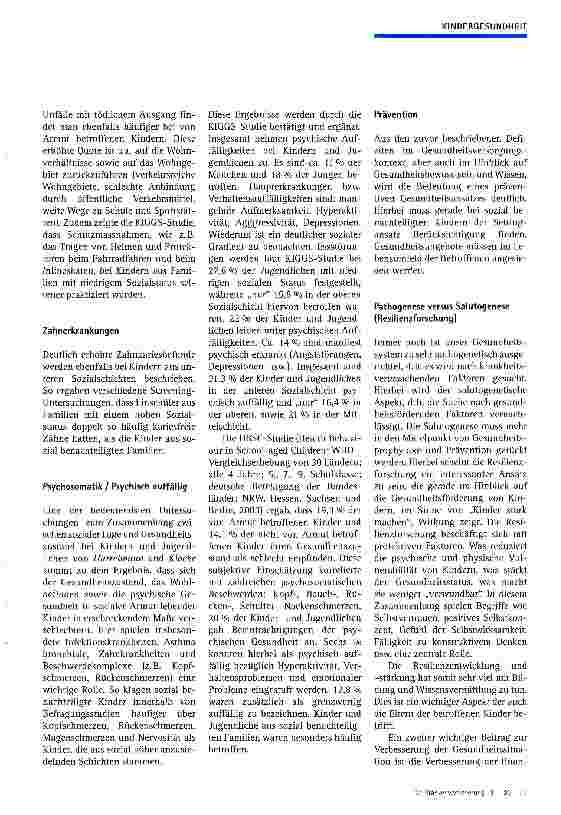 Vorschauseite 3: Kinderarmut und Gesundheit