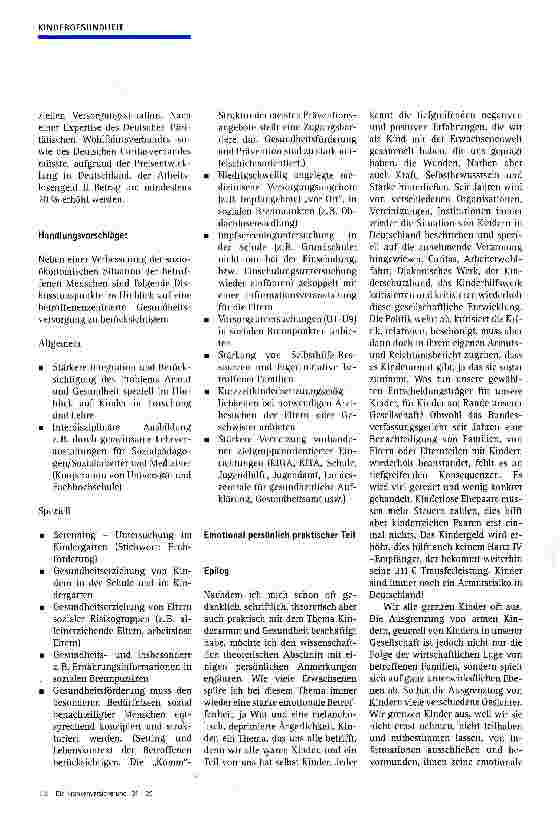 Vorschauseite 4: Kinderarmut und Gesundheit