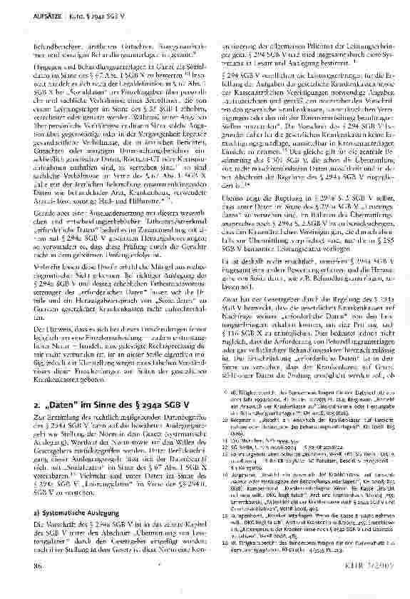 Vorschauseite 2: § 294a SGB V1 - eine Ermächtigungsgrundlage für gesetzliche Krankenkassen zur Herausgabe von Behandlungsunterlagen?