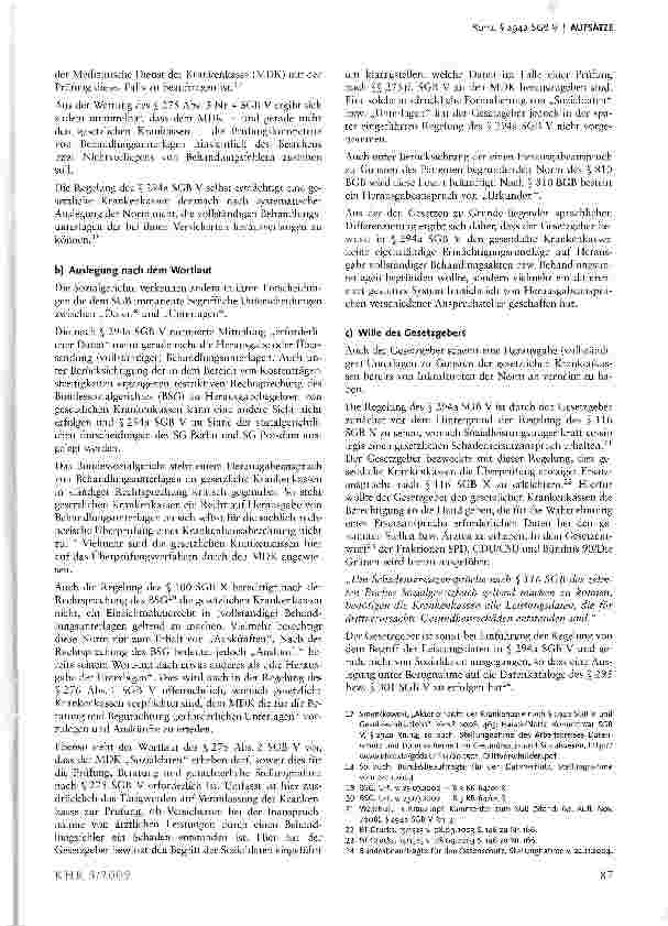 Vorschauseite 3: § 294a SGB V1 - eine Ermächtigungsgrundlage für gesetzliche Krankenkassen zur Herausgabe von Behandlungsunterlagen?