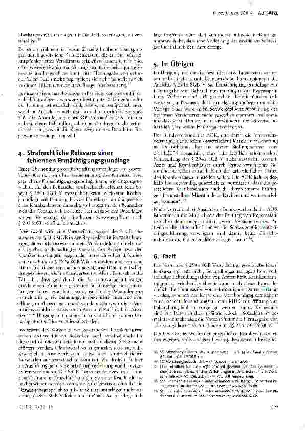 Vorschauseite 5: § 294a SGB V1 - eine Ermächtigungsgrundlage für gesetzliche Krankenkassen zur Herausgabe von Behandlungsunterlagen?