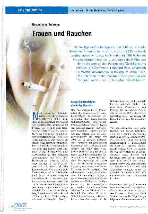 Vorschauseite 1: GesundheitsförderungFrauen und Rauchen
