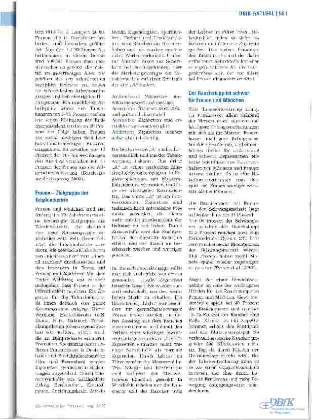 Vorschauseite 2: GesundheitsförderungFrauen und Rauchen