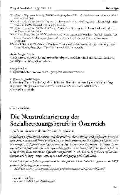 Vorschauseite 1: Die Neustrukturierung der Sozialbetreuungsberufe in Österreich