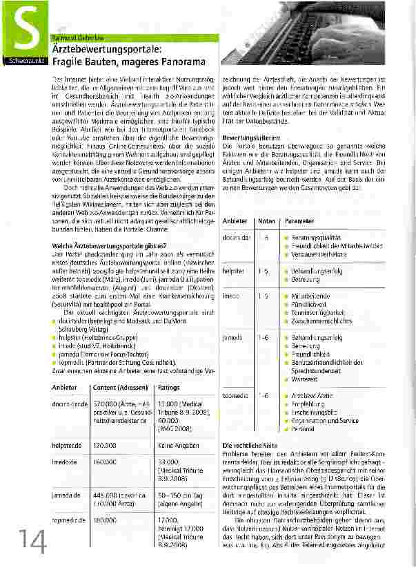 Vorschauseite 1: Ärztebewertungsportale: Fragile